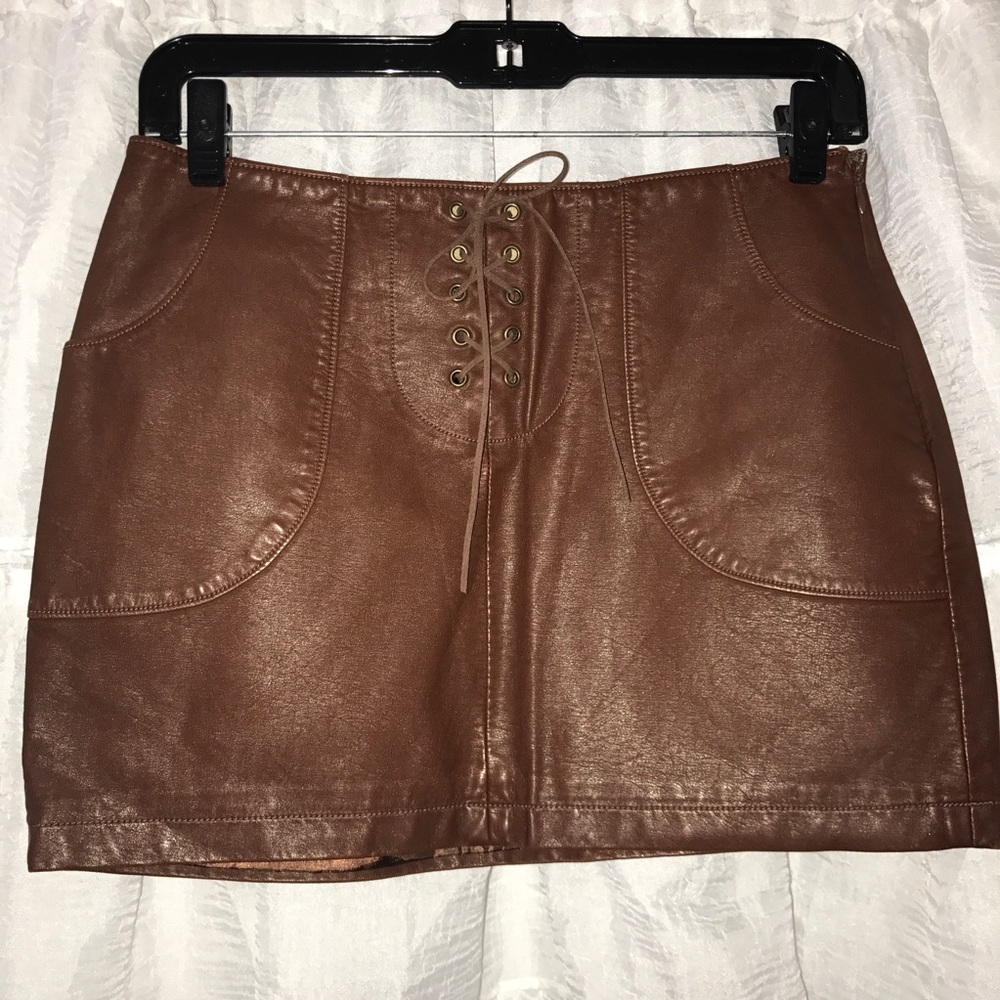 Faux / Vegan Leather Lace-Up Skirt